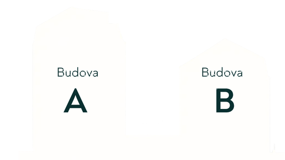 Schéma Budova A, vnitroblok a Budova B u ulici Dělnická